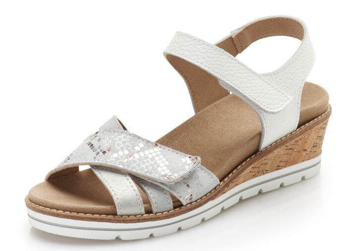 Sandalen met klittenband WIT-LICHTGRIJS