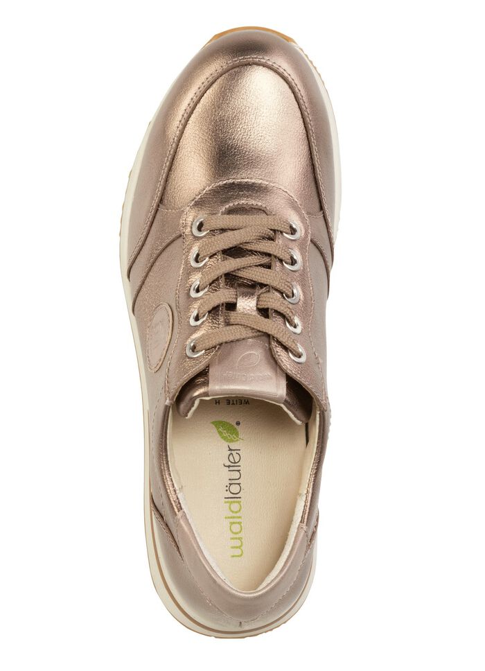 Sneakers met veters van generfd nappaleer BRONS