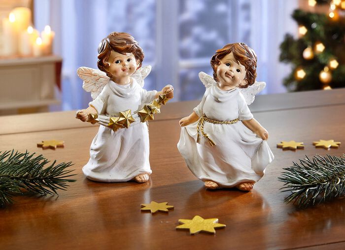 Engel met gouden riemband, set van 2 