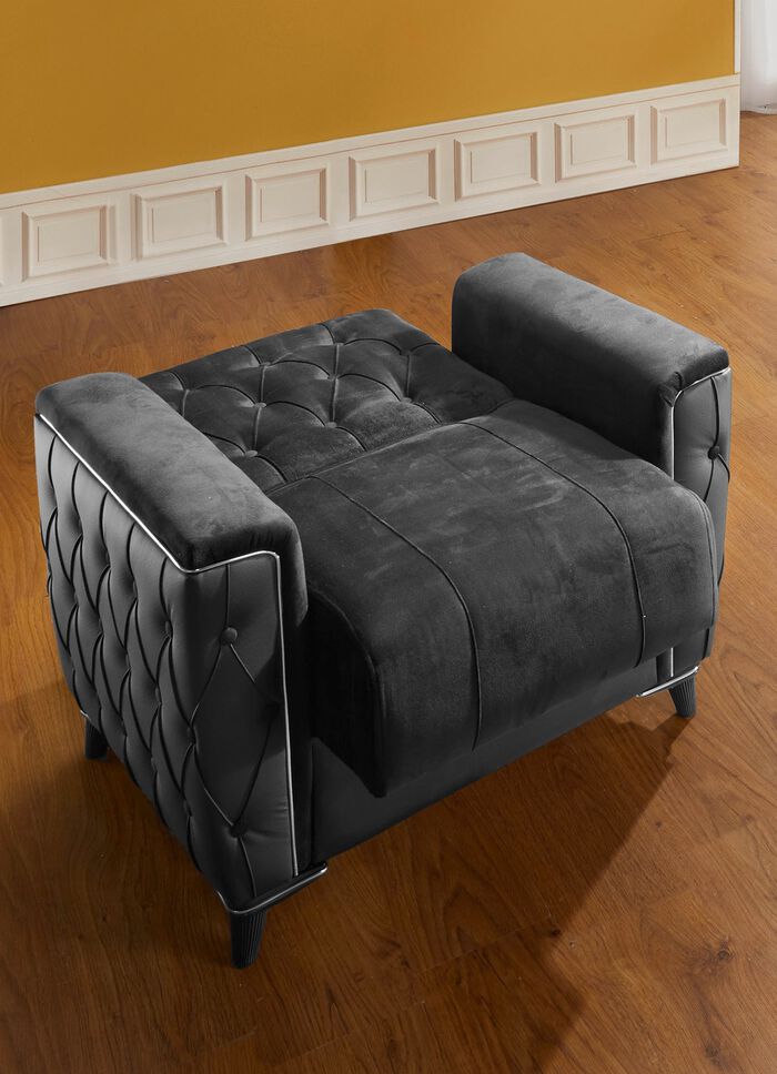 Gestoffeerd meubilair met bedkast en ligfunctie ZWART