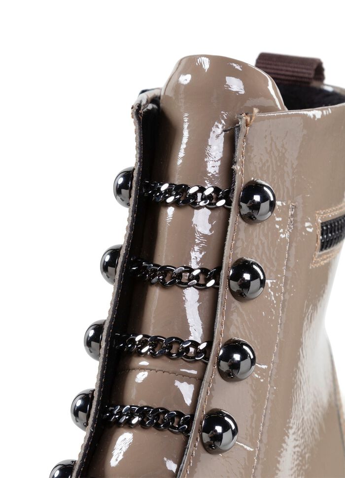 Remonte enkellaarsjes met trendy sierkettingen in veterlook TAUPE