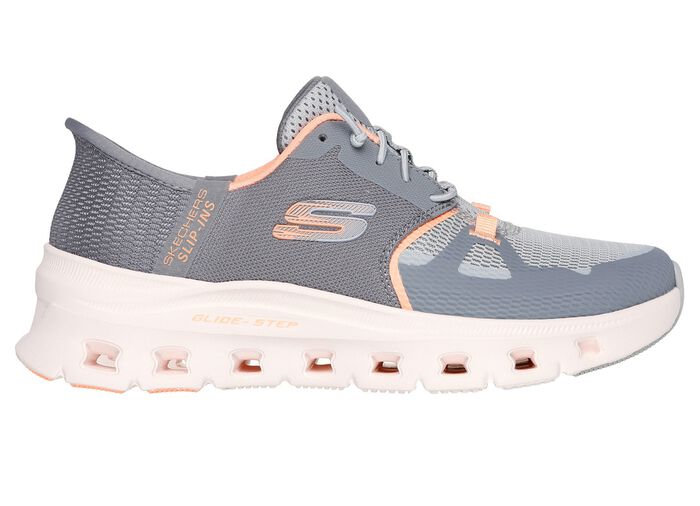 SKECHERS sneaker met gegoten instaphielplaat GRIJS-ORANJE