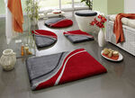 Badkamerset met antislip latex achterkant ROOD-GRIJS