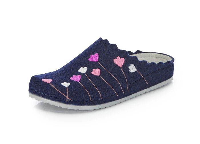 Mubb, klassieke damespantoffels, breedte H, met anatomisch gevormd voetbed MARINE