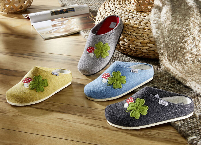 Pantoffels van wolvilt 