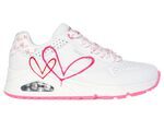 SKECHERS veterschoenen met schattige hartjesprint WIT-ROZE