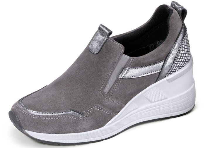 Slippers gemaakt van rundsuède GRIJS