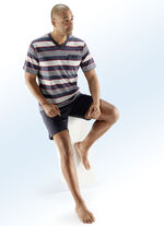 Set van twee shortys met V-hals, borstzak en garengeverfd gestreept ontwerp 