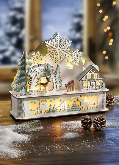 Verlichte houten decoratie 