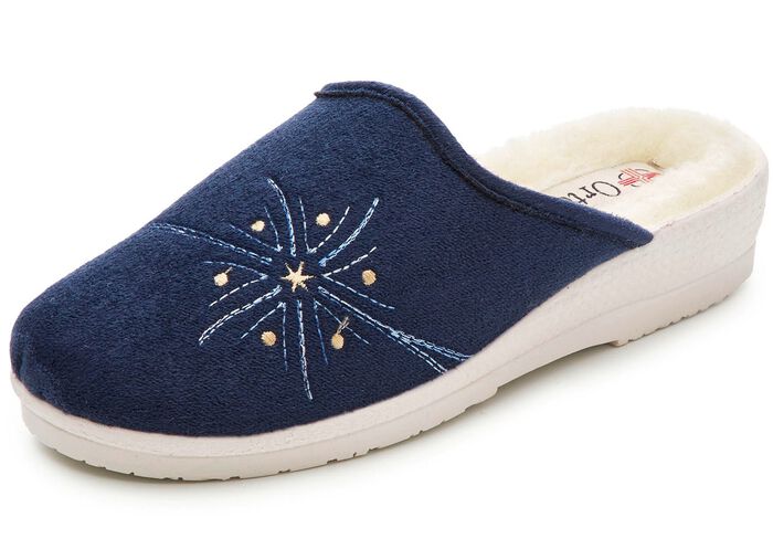 Tweepak warme damespantoffels, breedte H, met wol 