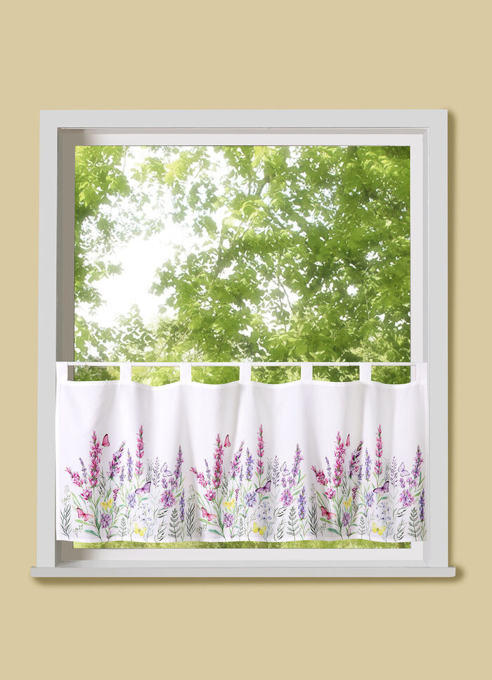 Decoratief kort gordijn met vlinderweidemotief