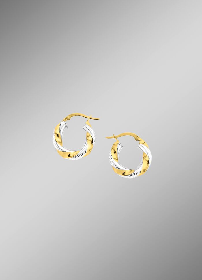 Tweekleurige oorringen met diamantcoating 