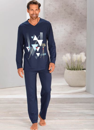 Pyjama met V-hals en open uiteinden 