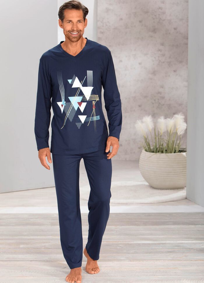 Pyjama met V-hals en open uiteinden 