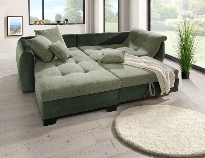 Comfortabel gestoffeerde hoek met bedfunctie 