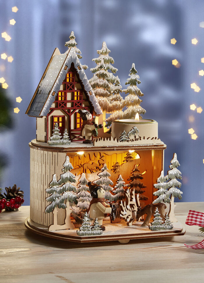 Verlicht winterbostafereel met timerfunctie 