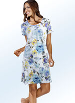 Biologisch katoenen nachthemd met inkjetprint WIT-BLAUW