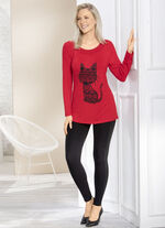 Shirt met kattenmotief in 2 kleuren ROOD