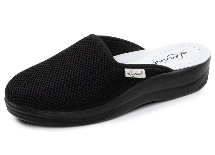 Laurina, duopack, klassieke damespantoffels, breedte G, gemaakt van meshmateriaal 1X BORDEAUX, 1X SCHWARZ