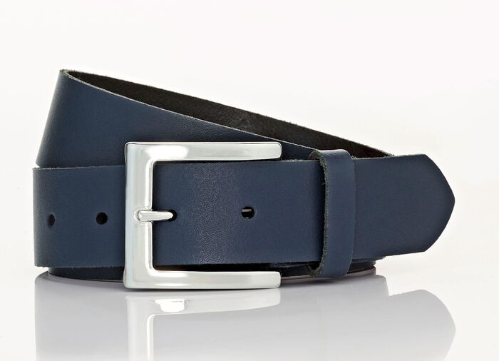 Trendy leren damesriem, 3,5 cm breed MARINE