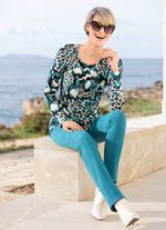 Shirt met all-over print PETROL-ZWART-ECRU