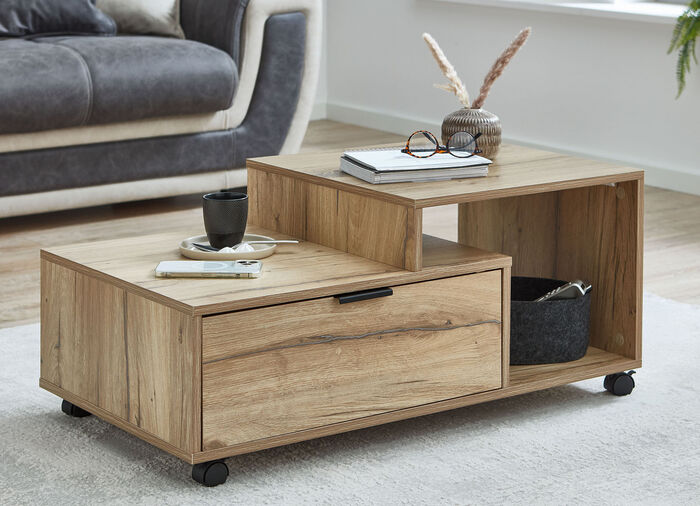 Moderne salontafel op wielen EICHE
