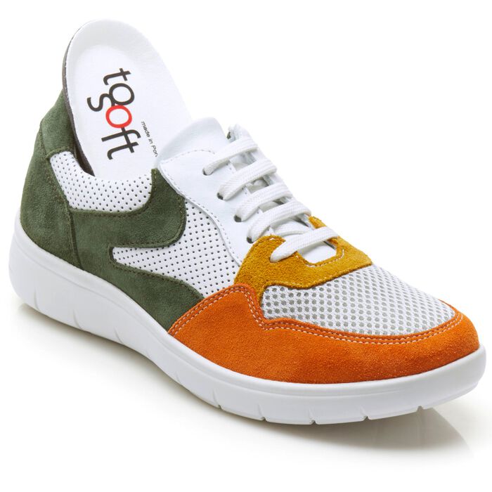 Toosoft sneakers in een materiaalmix ORANJE COMBO