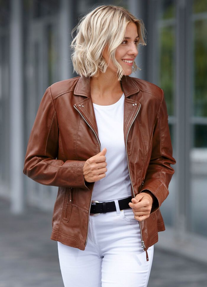 Kort leren jack van &ldquo;Cabrini&rdquo; 