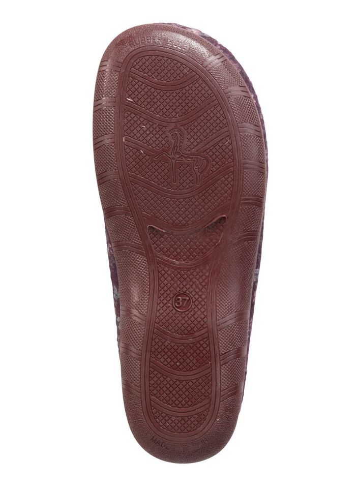 Laurina pantoffels gemaakt van vilt met bloemenprint AUBERGINE