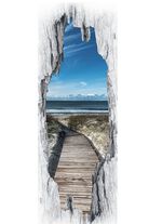 3D deursticker Noords strand 