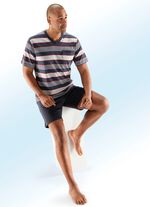 Set van twee shortys met V-hals, borstzak en garengeverfd gestreept ontwerp 