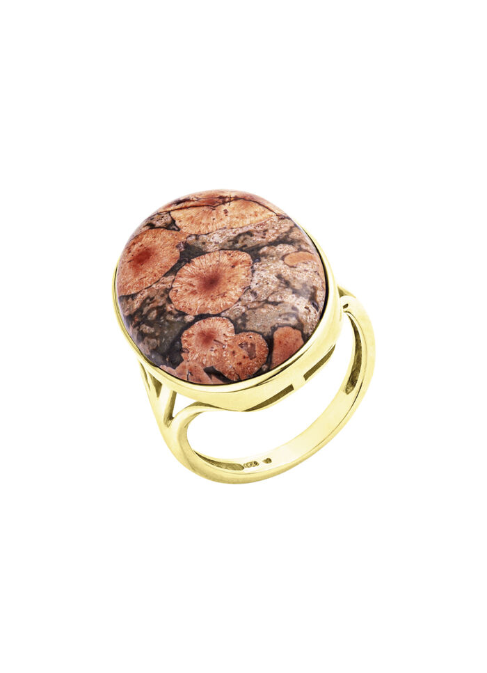 Bloeiende elegantie – damesring met bloemopaal 