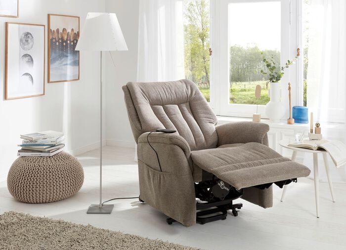 Tv-fauteuil met motor en opstahulp DONKERBRUIN