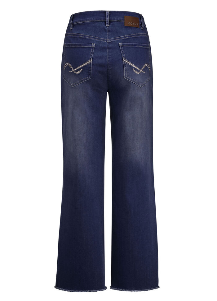 Jeans met modieuze beenwijdte DONKERBLAUW