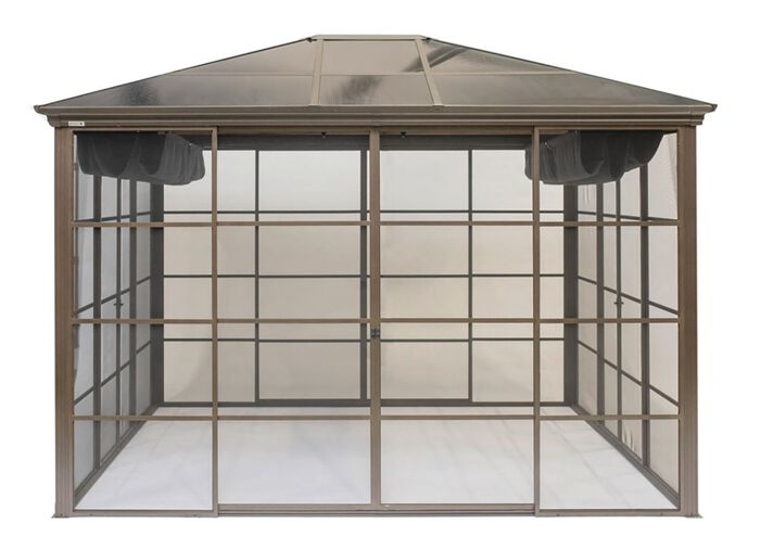 SOJAG aluminium paviljoen Castel in een elegante bronskleur 