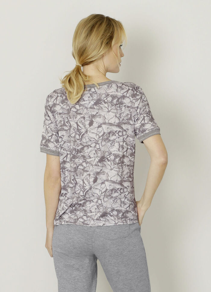 Shirt met sportieve geribde manchetten 