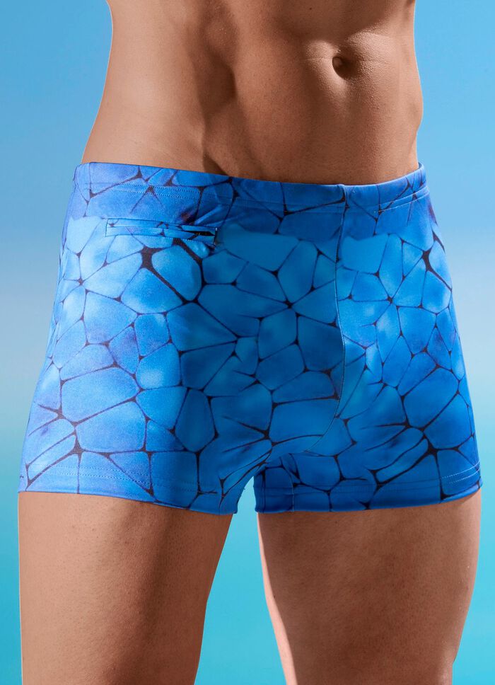 Hoge halflange zwembroek, met zakje met ritssluiting 