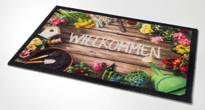 Deurmat met welkomstgroet in onderhoudsvriendelijke kwaliteit 