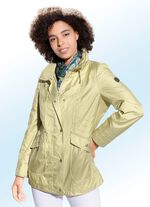 Jas in 2 kleuren met capuchon die in de kraag kan worden opgeborgen PISTACHE