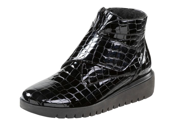 Ranger bootie van lakleer met krokodillenreli&euml;f 