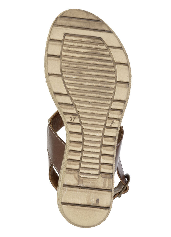 Gemini, trendy damessandalen, breedte G, gemaakt van leer BRAUN-BEIGE