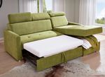 Hoekbank met slaapfunctie, met links of rechts monteerbare ligbank GROEN