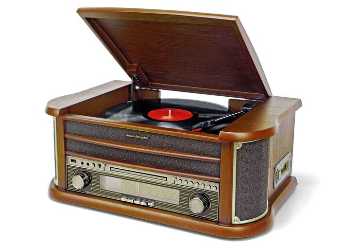 Nostalgische stereo-installatie met directe mp3-opnamefunctie BRUIN