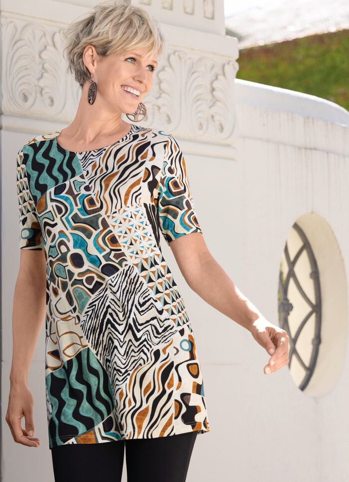 Lang shirt met all-over print 