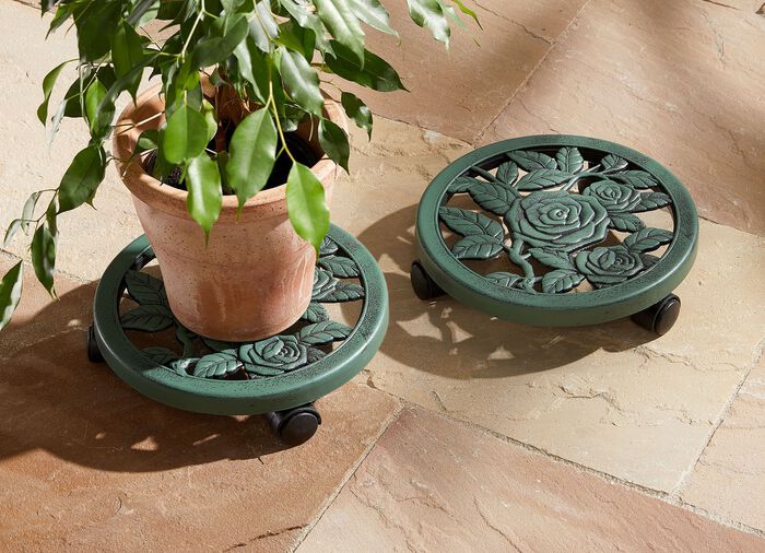 Antieke plantenrollers, set van 2 