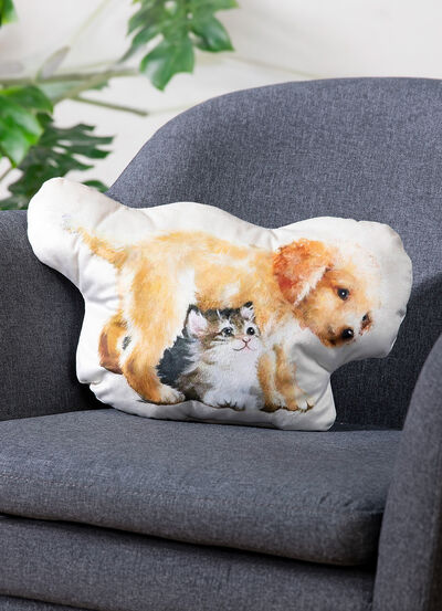 Vormkussen met hond en kat  Vormkussen met hond en kat