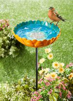 Vogelbadbloem van geglazuurd keramiek 