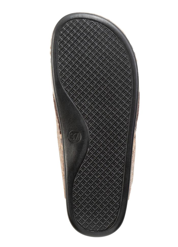 Laurina pantoffel gemaakt van vilt en bedrukt nepbont 