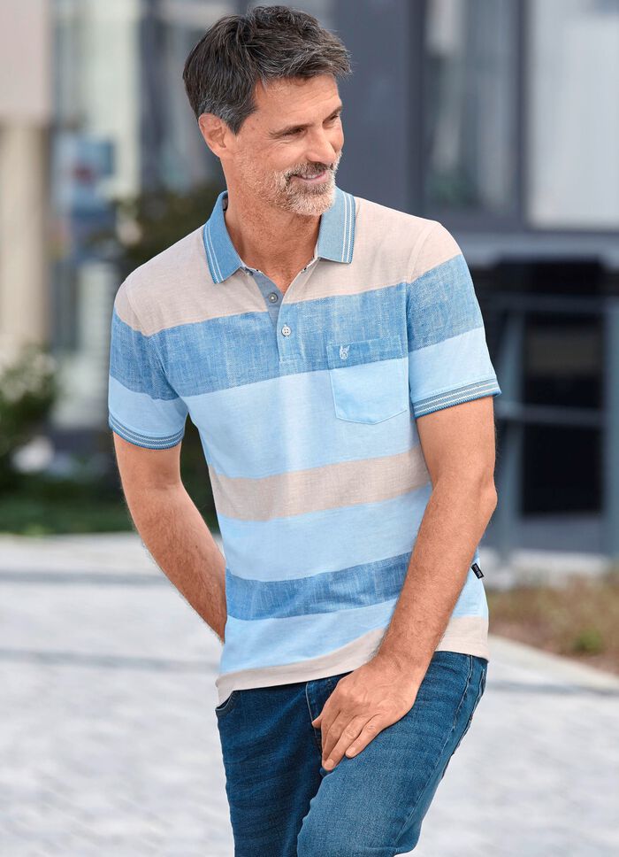 Poloshirt van &ldquo;Hajo&rdquo; BEIGE-JEANSBLAU-HELLBLAU