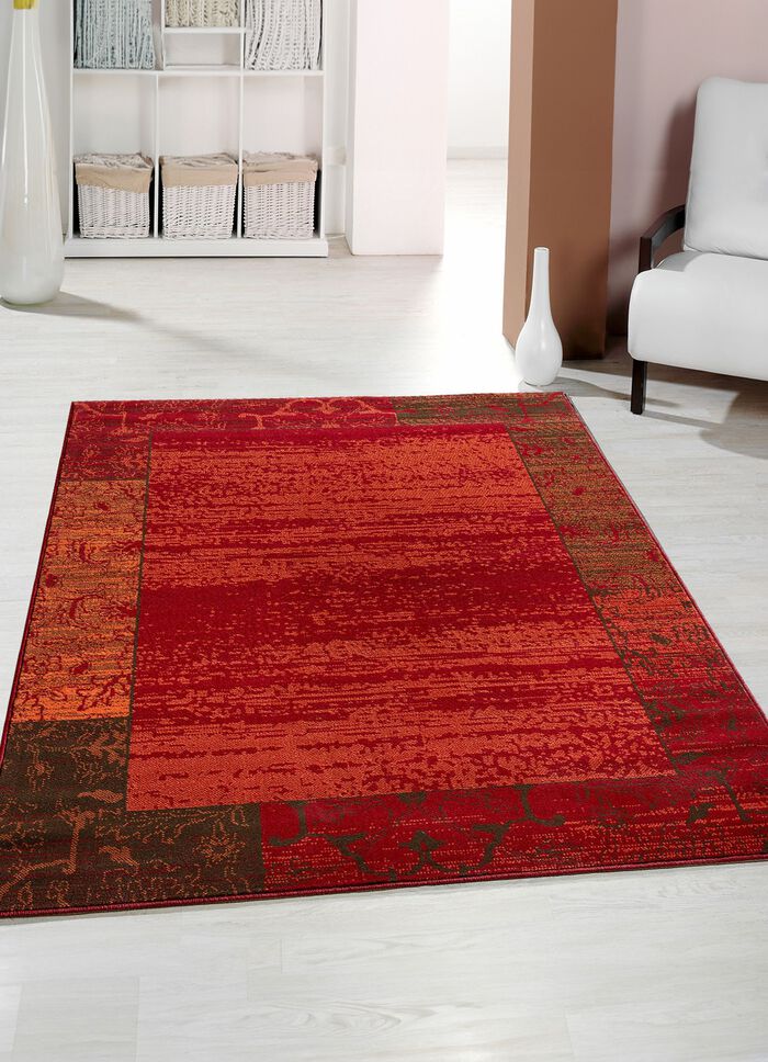 Bruggen en tapijten met tijdloos mooi versierde randen ROOD